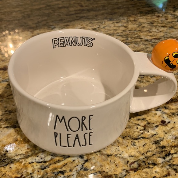 NWT Rae Dunn Halloween Peanuts soup mug MORE PLEASE - Picture 4 of 6